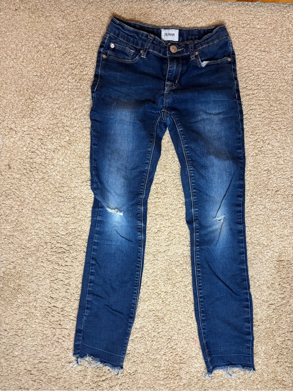 Hudson Jeans Kids Dark Blue Distressed Skinny Jeans